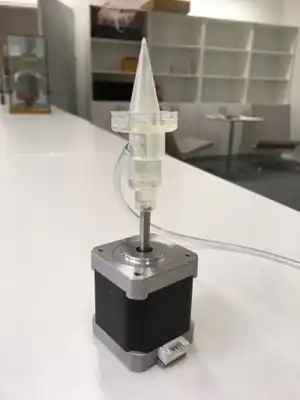 Extrusion head with an integrated screw and UV-diodes attachments, savings €13.05 per part and improved functionality