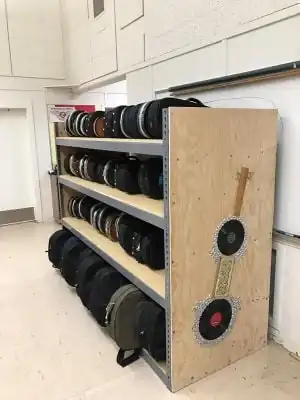 Movable instrument storage A robust solution to inadequate violin and viola storage.