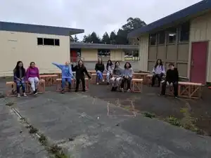 Portable outdoor classroom seating Benches that meet the students seating needs in an outdoor classroom environment.