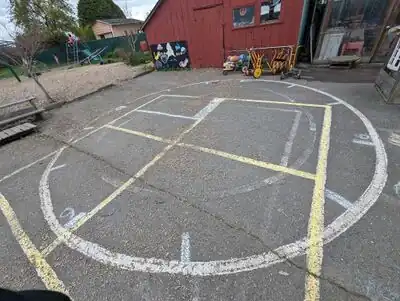 Chalk prototype of clock tick marks.