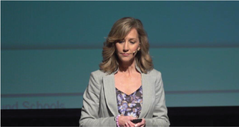 Woman giving prep talk